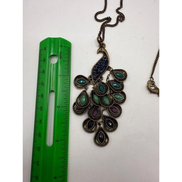 Vintage Peacock Pendant Necklace – Gold Tone Statement Jewelry - Picture 7 of 7